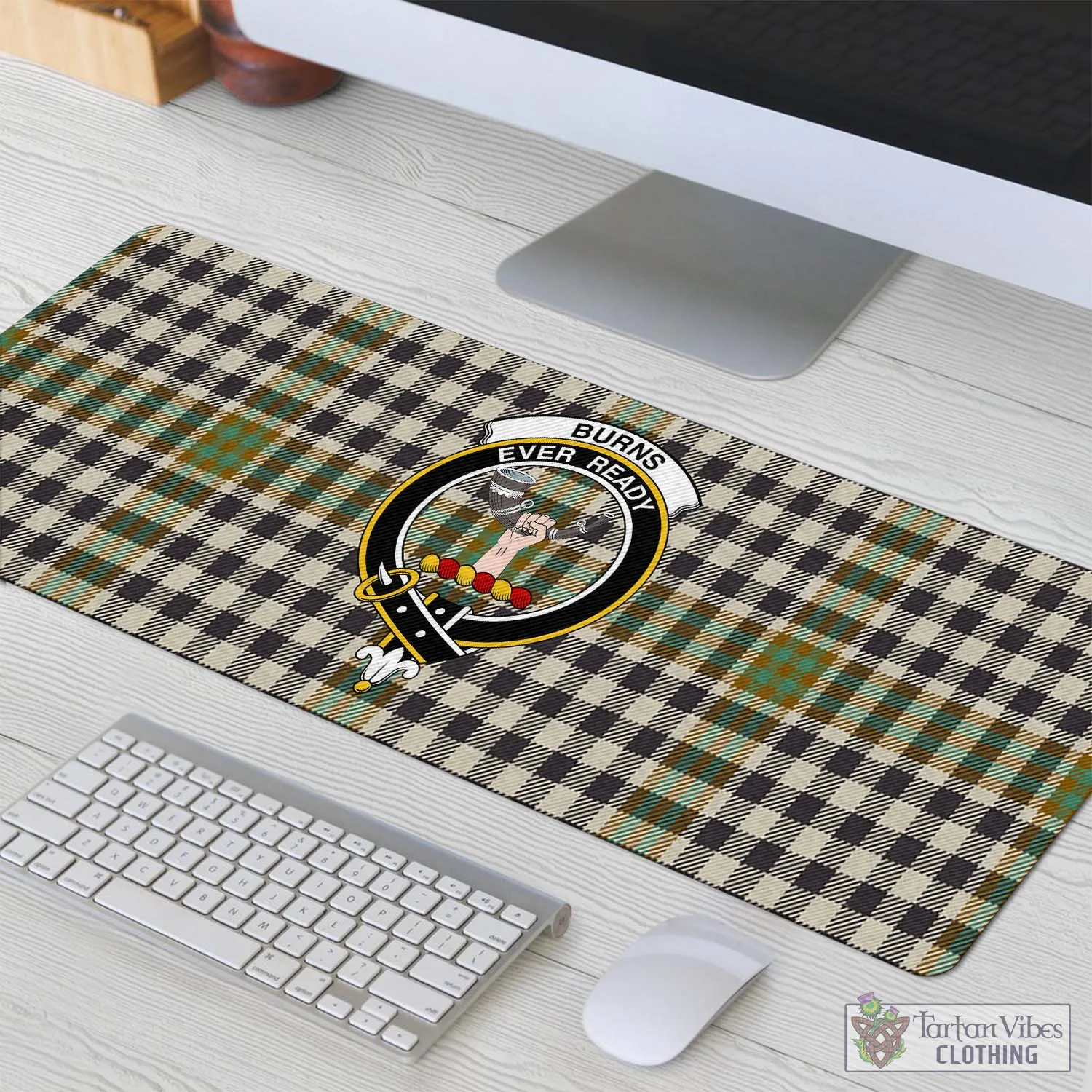 Burns Check Tartan Mouse Pad with Family Crest