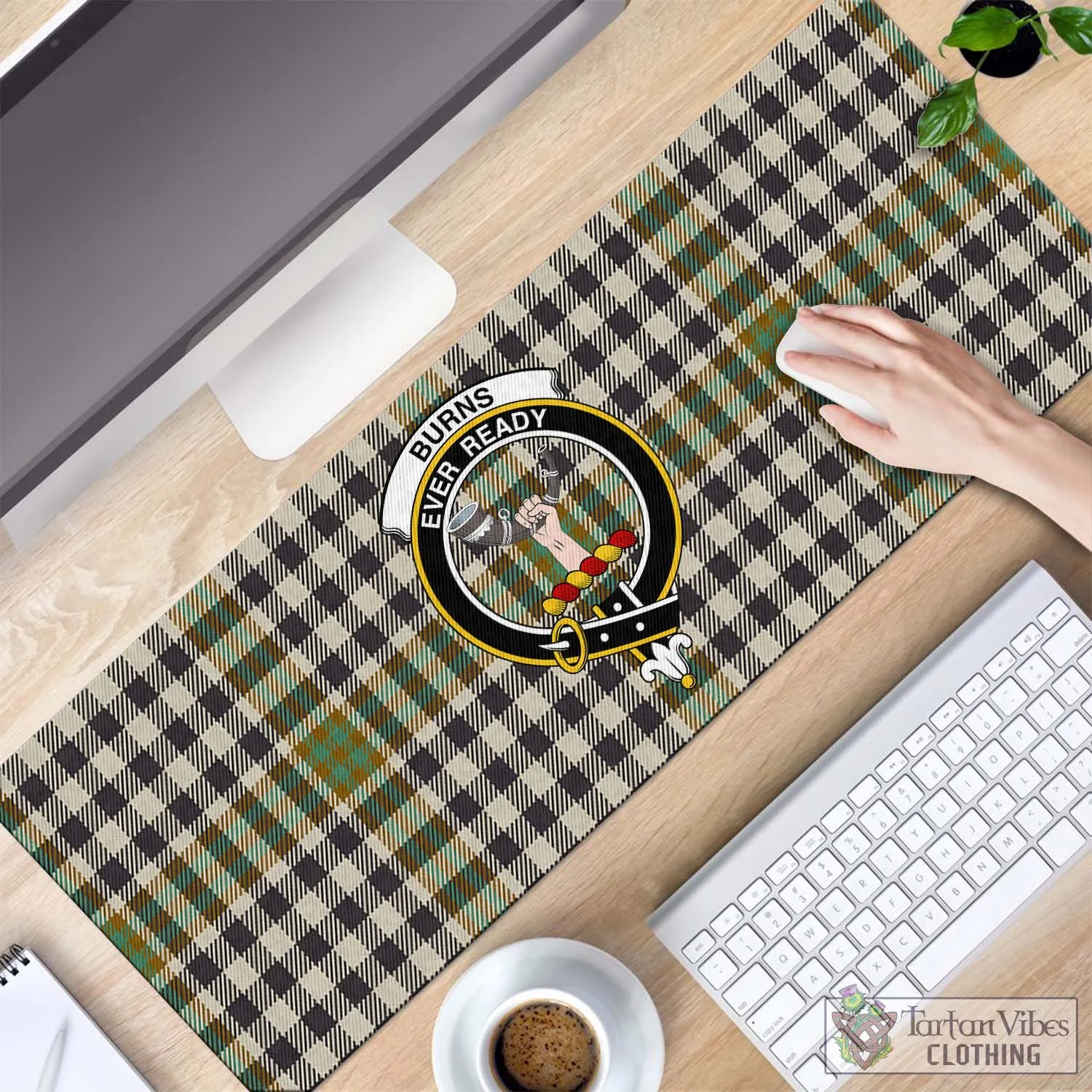 Burns Check Tartan Mouse Pad with Family Crest