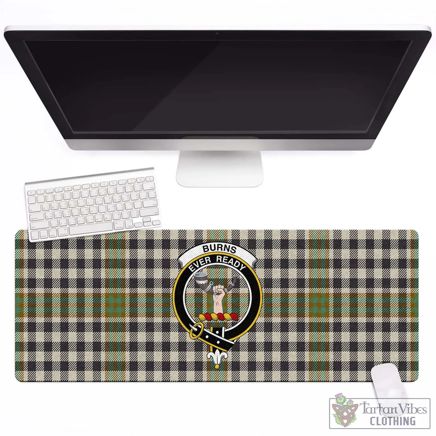 Burns Check Tartan Mouse Pad with Family Crest