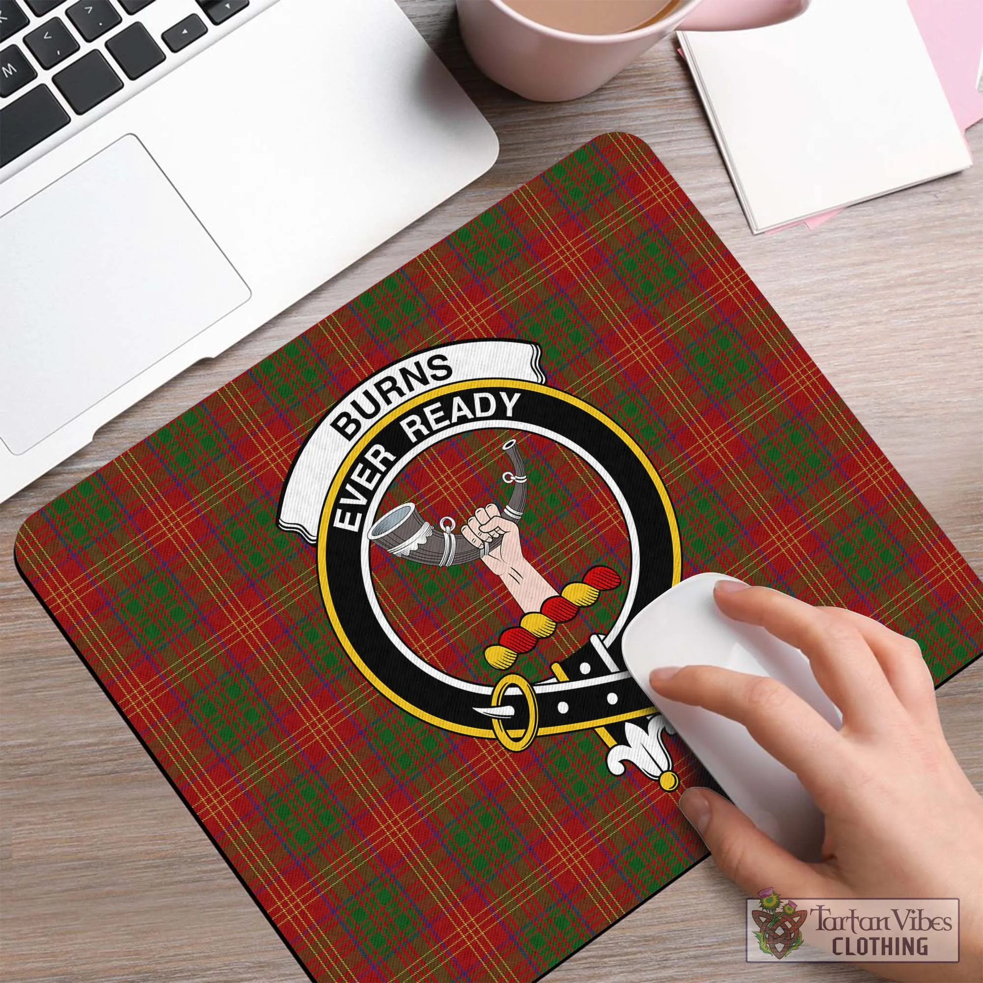 Burns Tartan Mouse Pad with Family Crest