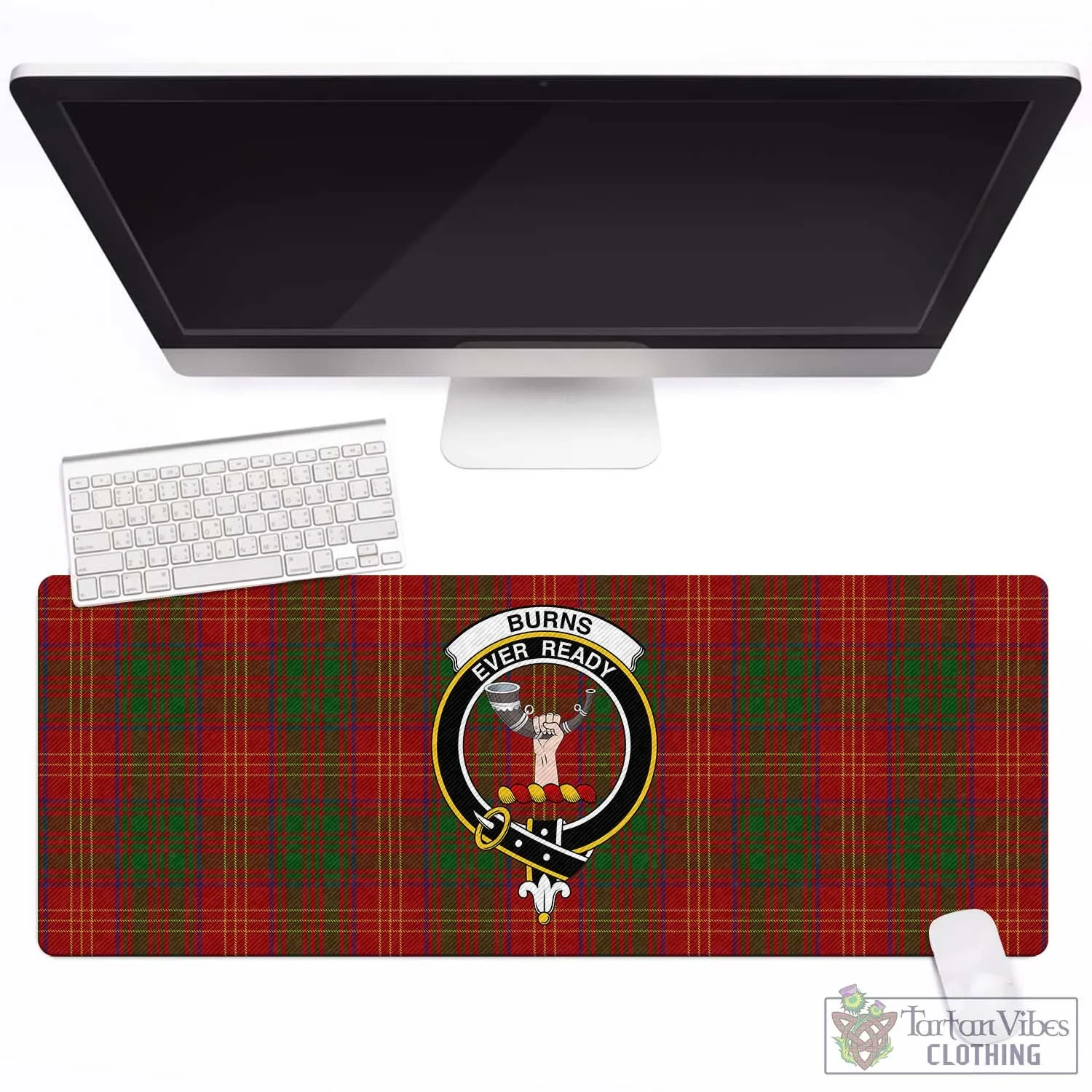 Burns Tartan Mouse Pad with Family Crest