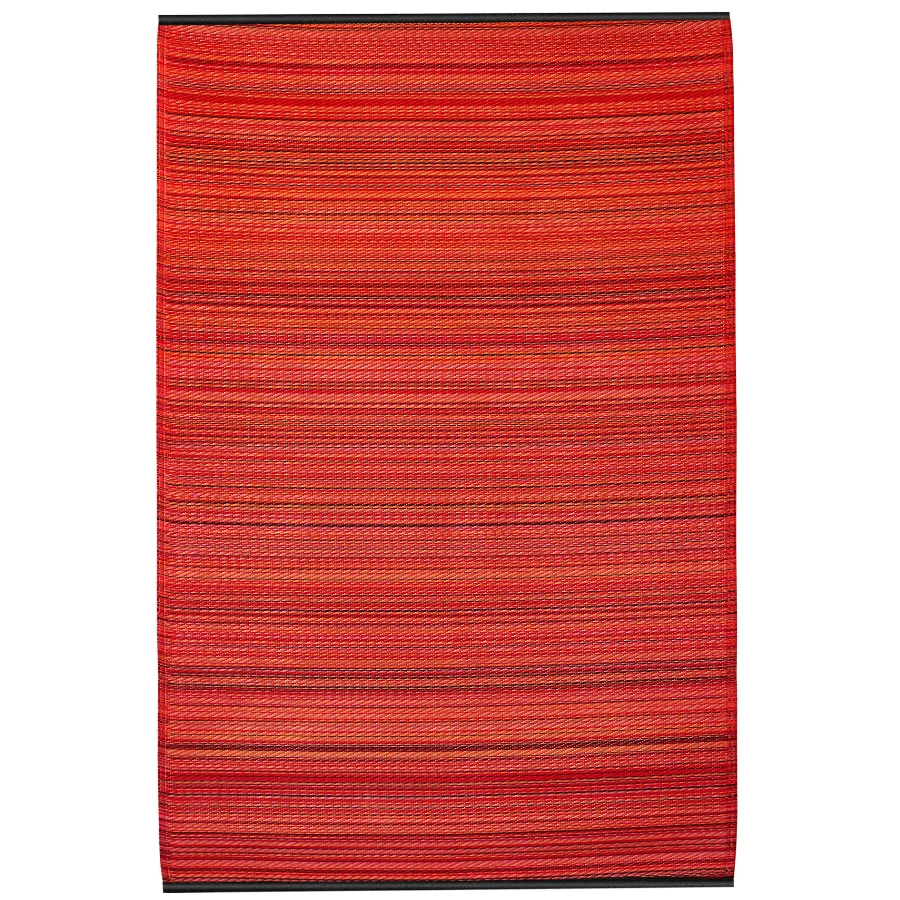 Cancun Sunset Bright Red Toned Melange Recycled Plastic Outdoor Rug