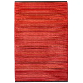 Cancun Sunset Bright Red Toned Melange Recycled Plastic Outdoor Rug