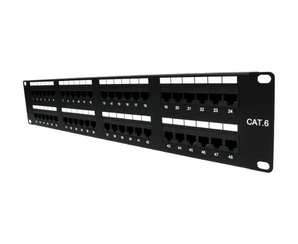 CAT6 Network 48-Port Patch Panel, 2U Rack Mount