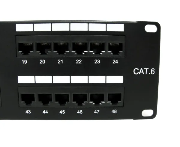 CAT6 Network 48-Port Patch Panel, 2U Rack Mount