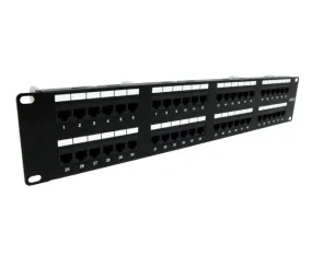 CAT6 Network 48-Port Patch Panel, 2U Rack Mount