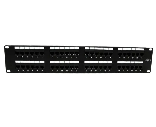 CAT6 Network 48-Port Patch Panel, 2U Rack Mount