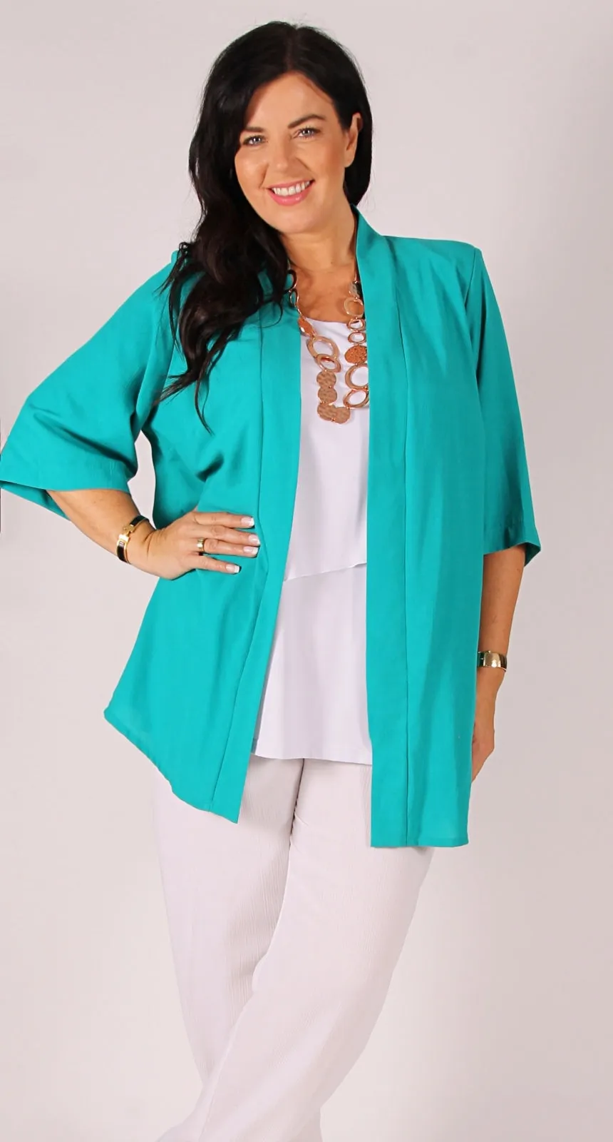 Classic Edge to Edge Jacket Jade Crinkle