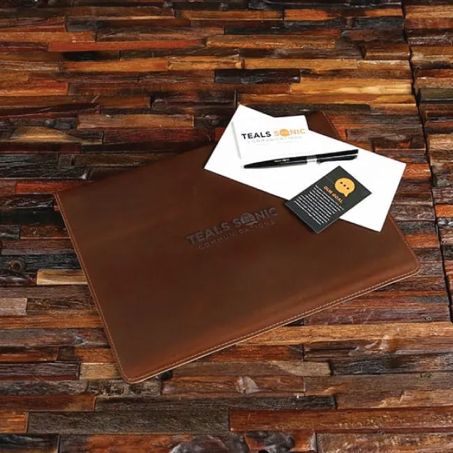 Corporate Branded Vertical A4 Leather File & Tablet Holder