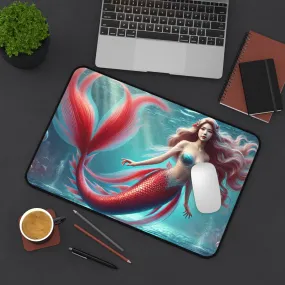 Crimson Siren: Enchanting Mermaid Desk Mat