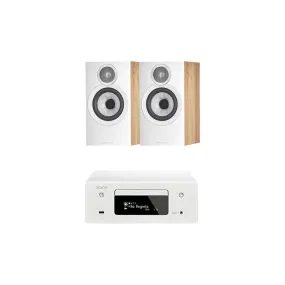 Denon CEOL N10 RCDN10 HiFi Network CD Receiver White with Bowers & Wilkins 607 S3 Speakers Oak