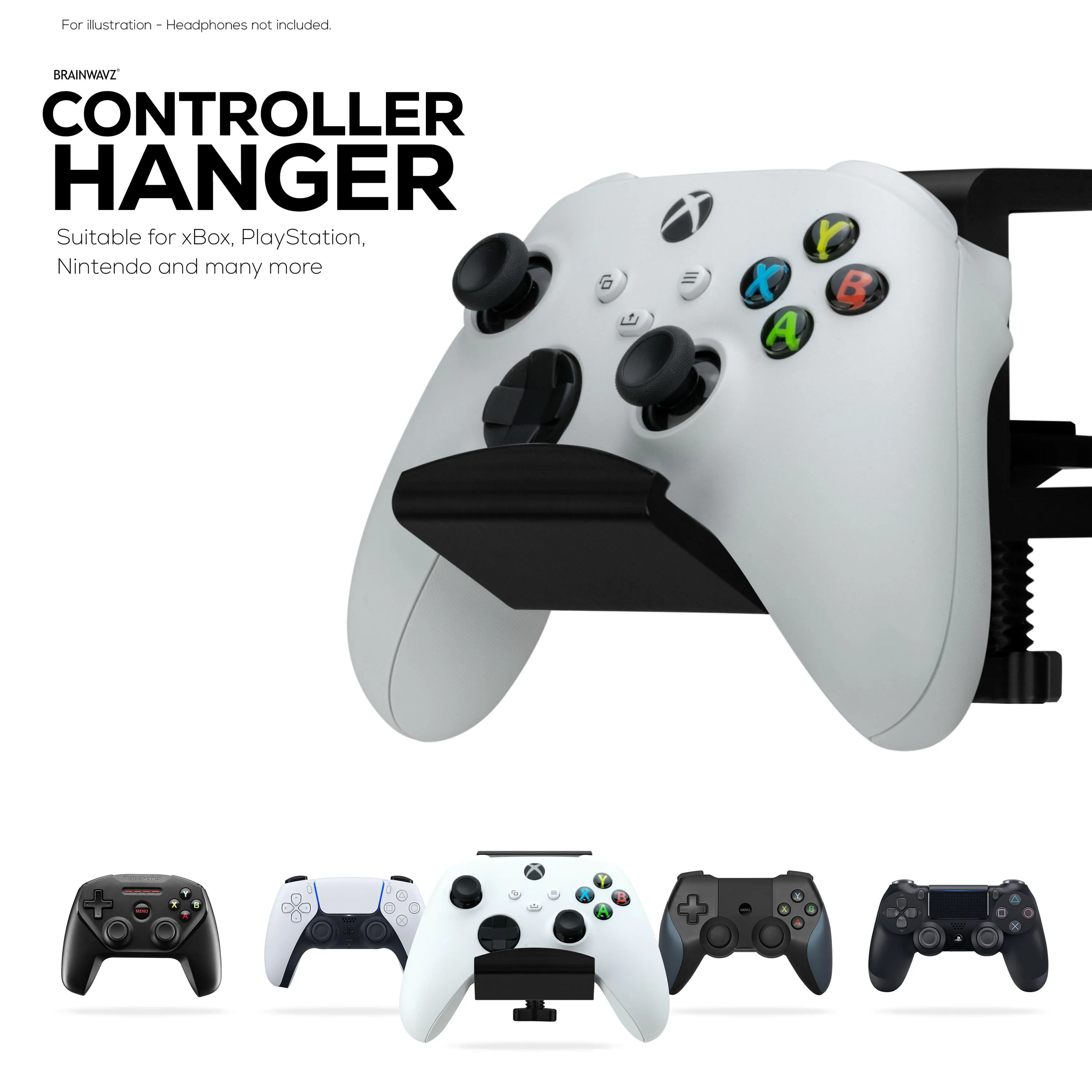 Desk Game Controller Holder Stand with Adjustable Clamp - Universal Design for XBOX, PS5, PS4, PC, Steelseries, Steam