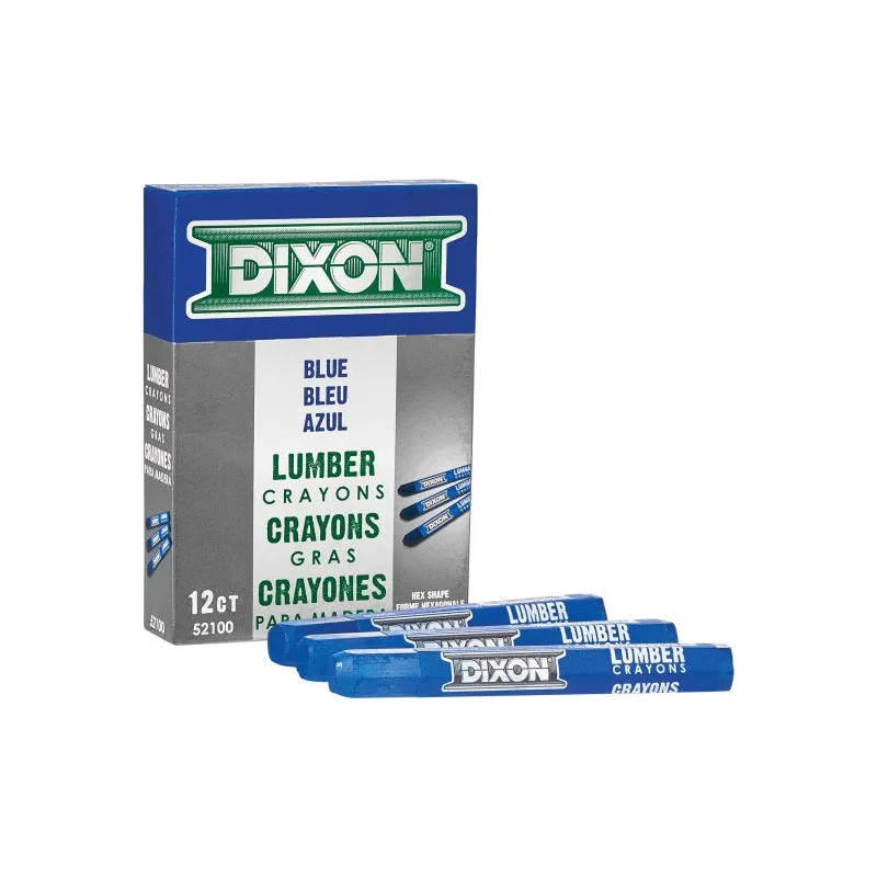 DIXON TICONDEROGA 52100 Lumber Crayon, Blue, 1/2 in Dia, 4-1/2 in L