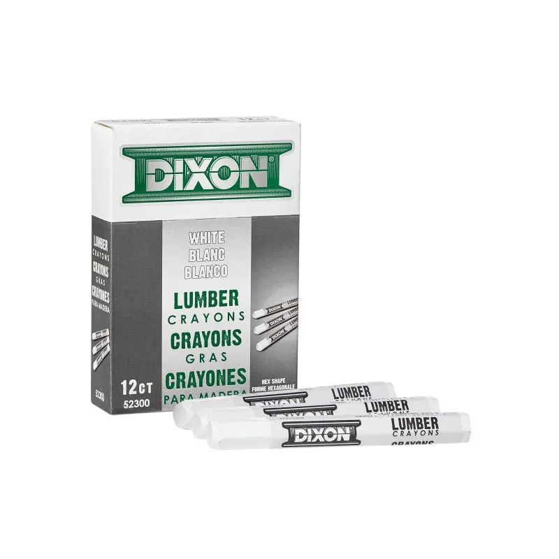 DIXON TICONDEROGA 52300 Lumber Crayon, White, 1/2 in Dia, 4-1/2 in L