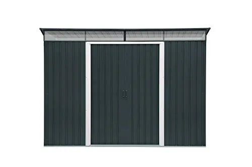 Duramax TOP Pent Roof Skylight 8 x 6 (4.86 m2) Metal Garden Shed, Made of Hot-Dipped Galvanized Steel, Strong Reinforced Roof Structure, Built-in skylight for sunlight, Metal Storage Shed, Anthracite