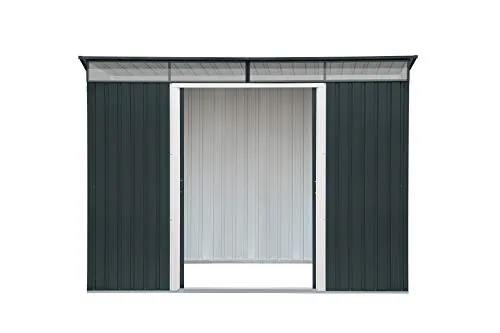 Duramax TOP Pent Roof Skylight 8 x 6 (4.86 m2) Metal Garden Shed, Made of Hot-Dipped Galvanized Steel, Strong Reinforced Roof Structure, Built-in skylight for sunlight, Metal Storage Shed, Anthracite