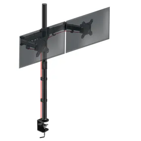 Duronic Dual Monitor Stand DMT252 Height Adjustable PC Monitor Arms with 100cm Pole C Clamp Monitor Risers for 13-27” Screens Desk Mounts with 8kg Capacity and VESA 75/100 for Home Office Work