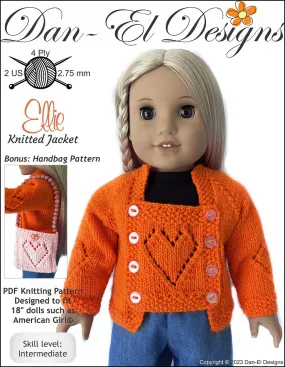 Ellie Knitted Jacket 18" Doll Clothes Knitting Pattern