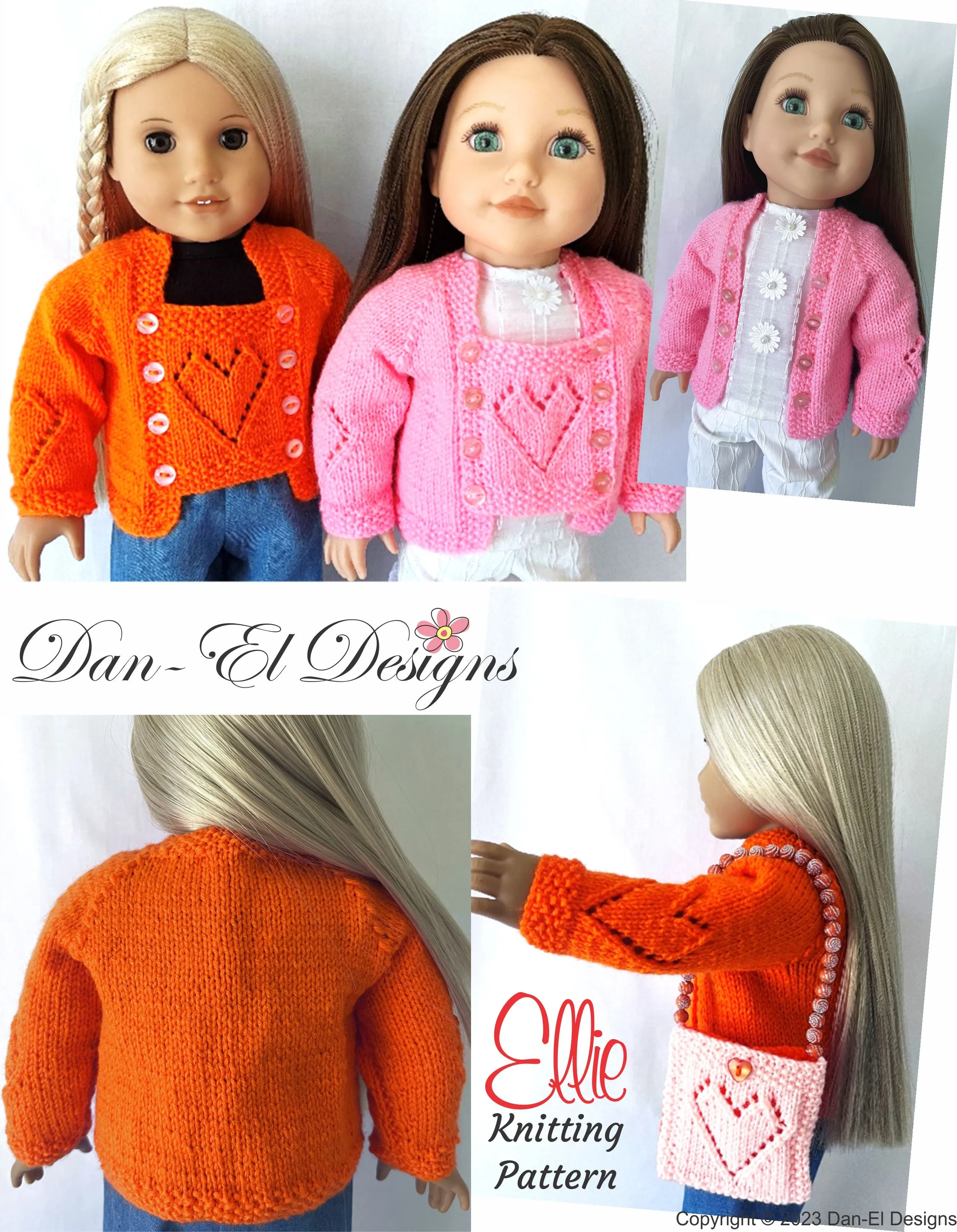 Ellie Knitted Jacket 18" Doll Clothes Knitting Pattern