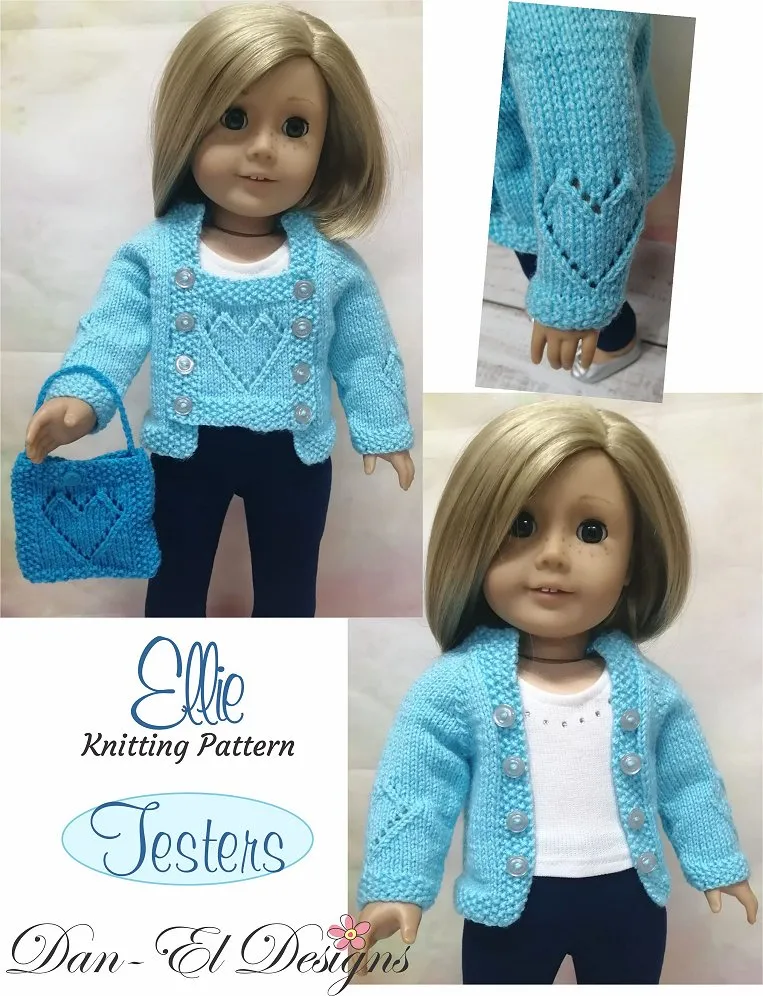 Ellie Knitted Jacket 18" Doll Clothes Knitting Pattern