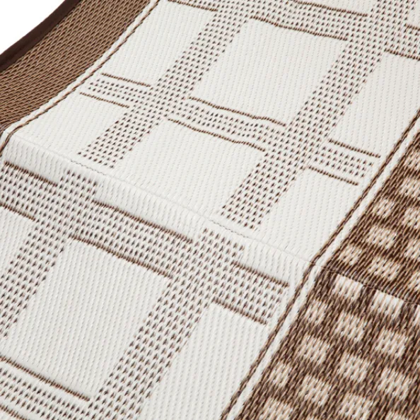 Europa Chestnut & Walnut Brown Geometric Recycled Plastic Reversible Outdoor Rug