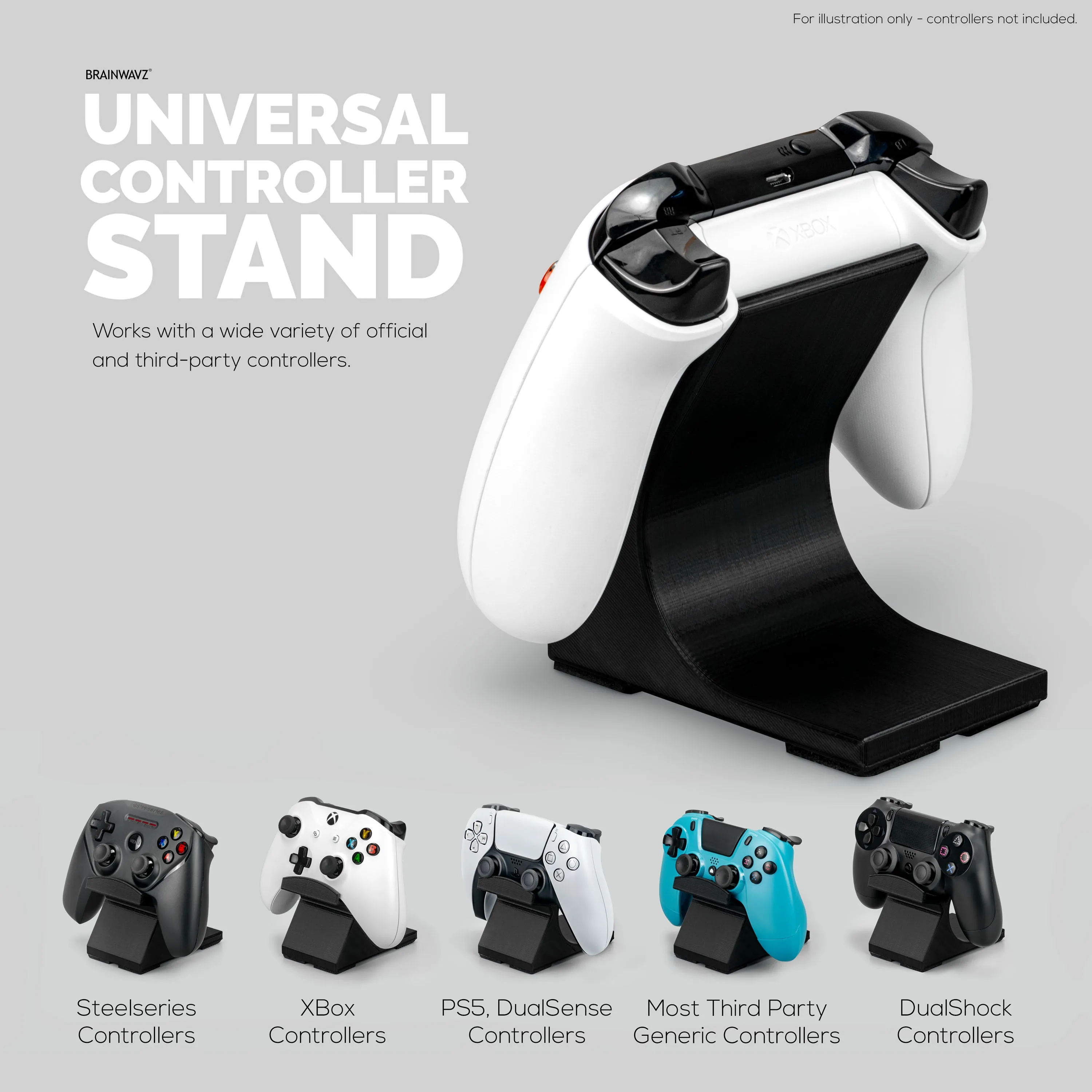 Game Controller Desktop Holder Stand (2 Pack) - Universal Design for Xbox ONE, PS5, PS4, PC, Steelseries, Steam & More, Reduce Clutter UGDS-05