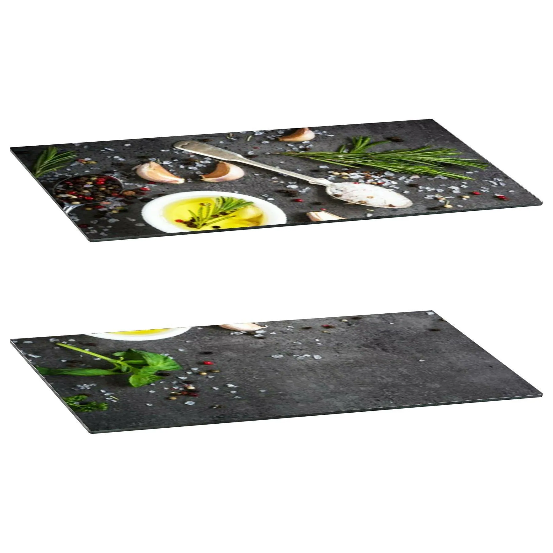 Glass Cutting Boards with Salt & Garlic Design