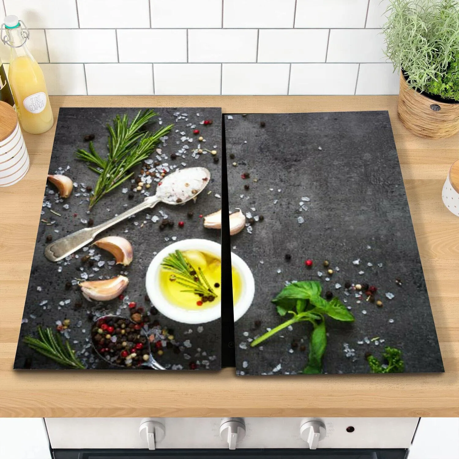 Glass Cutting Boards with Salt & Garlic Design