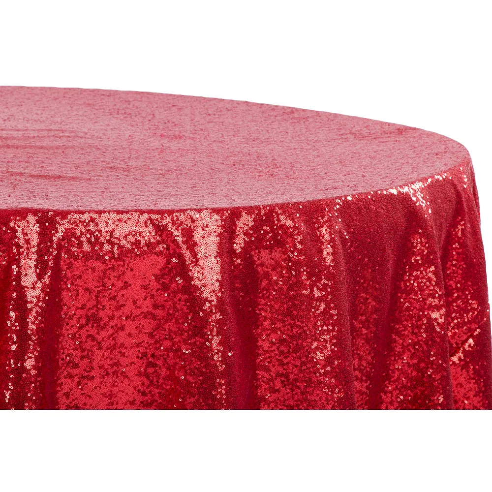 Glitz Sequins 132" Round Tablecloth - Red