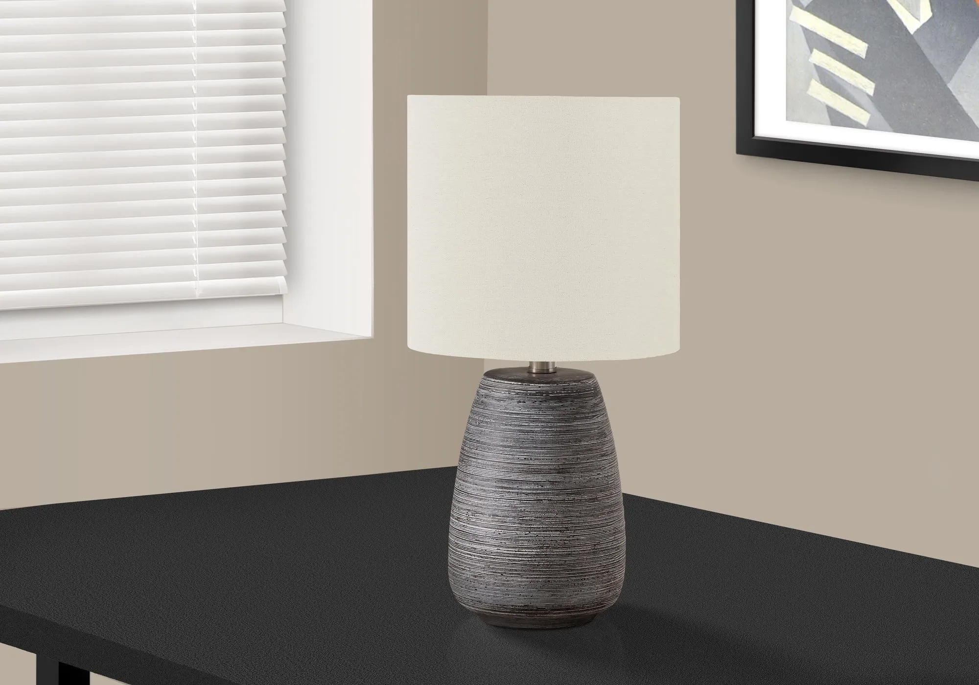 GloRays 19"H: Grey Ceramic Table Lamp - Illuminate Your Space with Contemporary Elegance