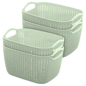 Heart Home Q-5 Multiuses Designer Unbreakable Plastic Storage Basket/Organizer/Bin For Home, Kitchen, Bathroom, Office Use Pack of 4 (Green)-50HH01627