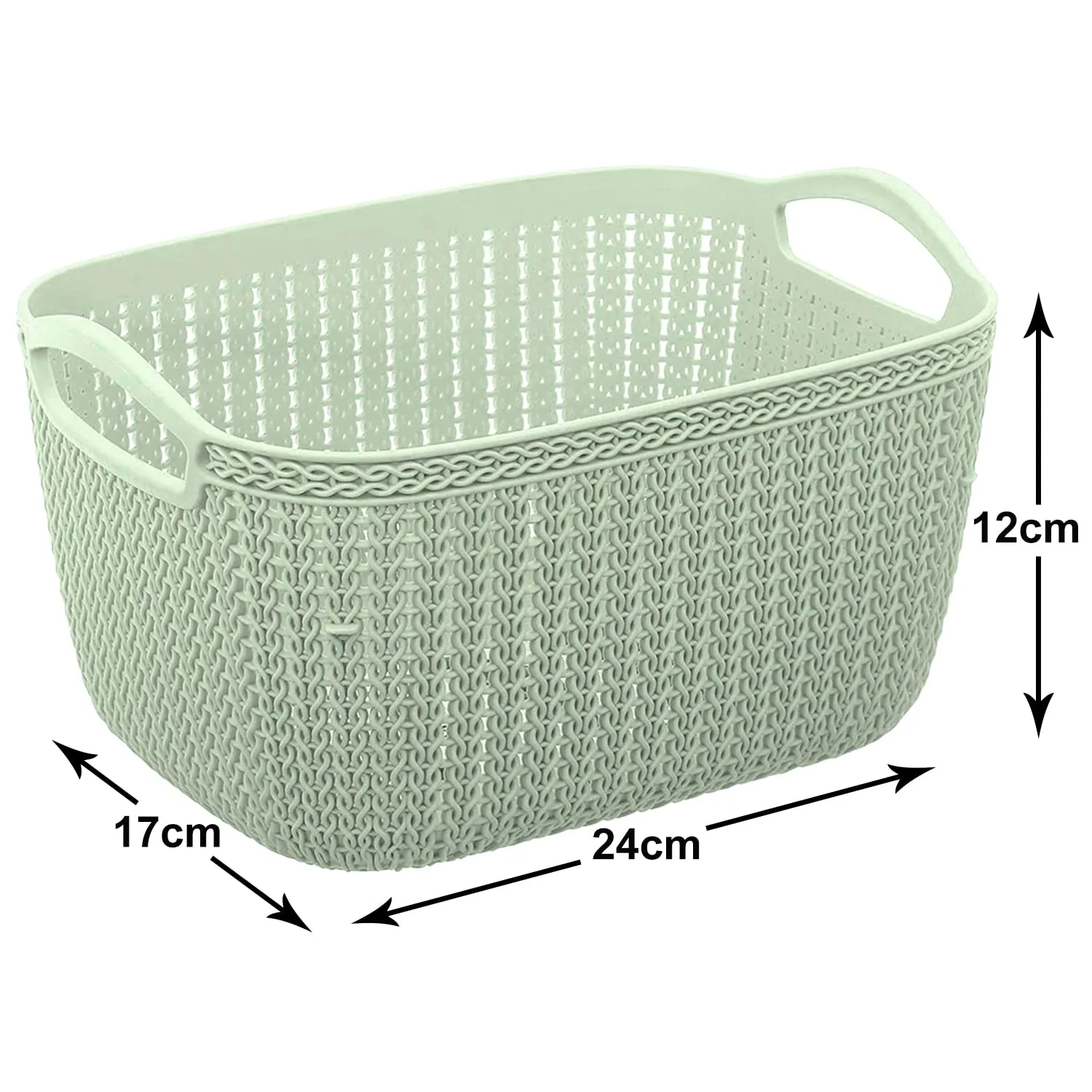 Heart Home Q-5 Multiuses Designer Unbreakable Plastic Storage Basket/Organizer/Bin For Home, Kitchen, Bathroom, Office Use Pack of 4 (Green)-50HH01627