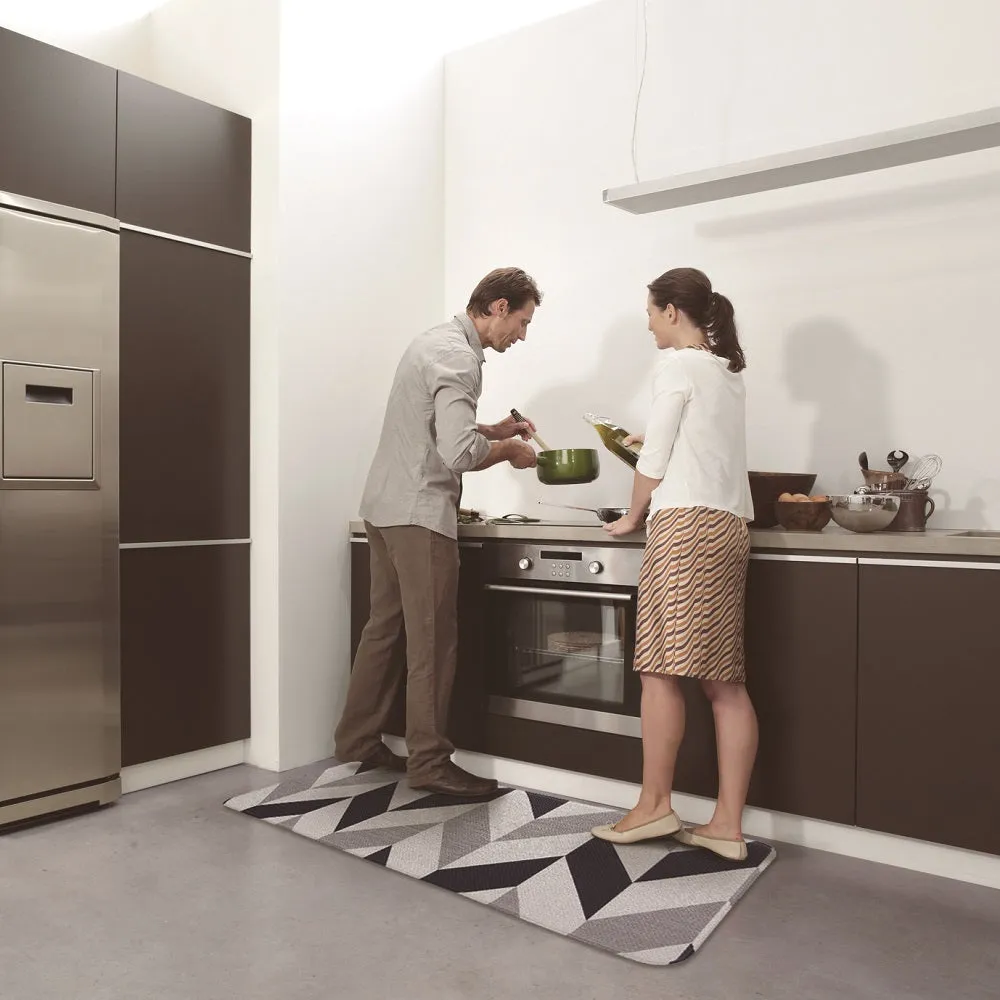 Herringbone Navy Soft Padded Kitchen Mat