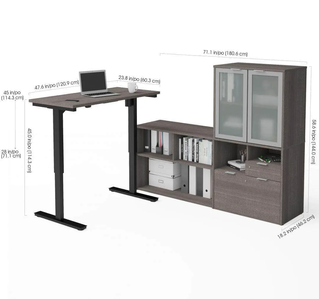 i3 Plus 2-Piece Set Including a Standing Desk and Credenza with Hutch - Available in 3 Colours