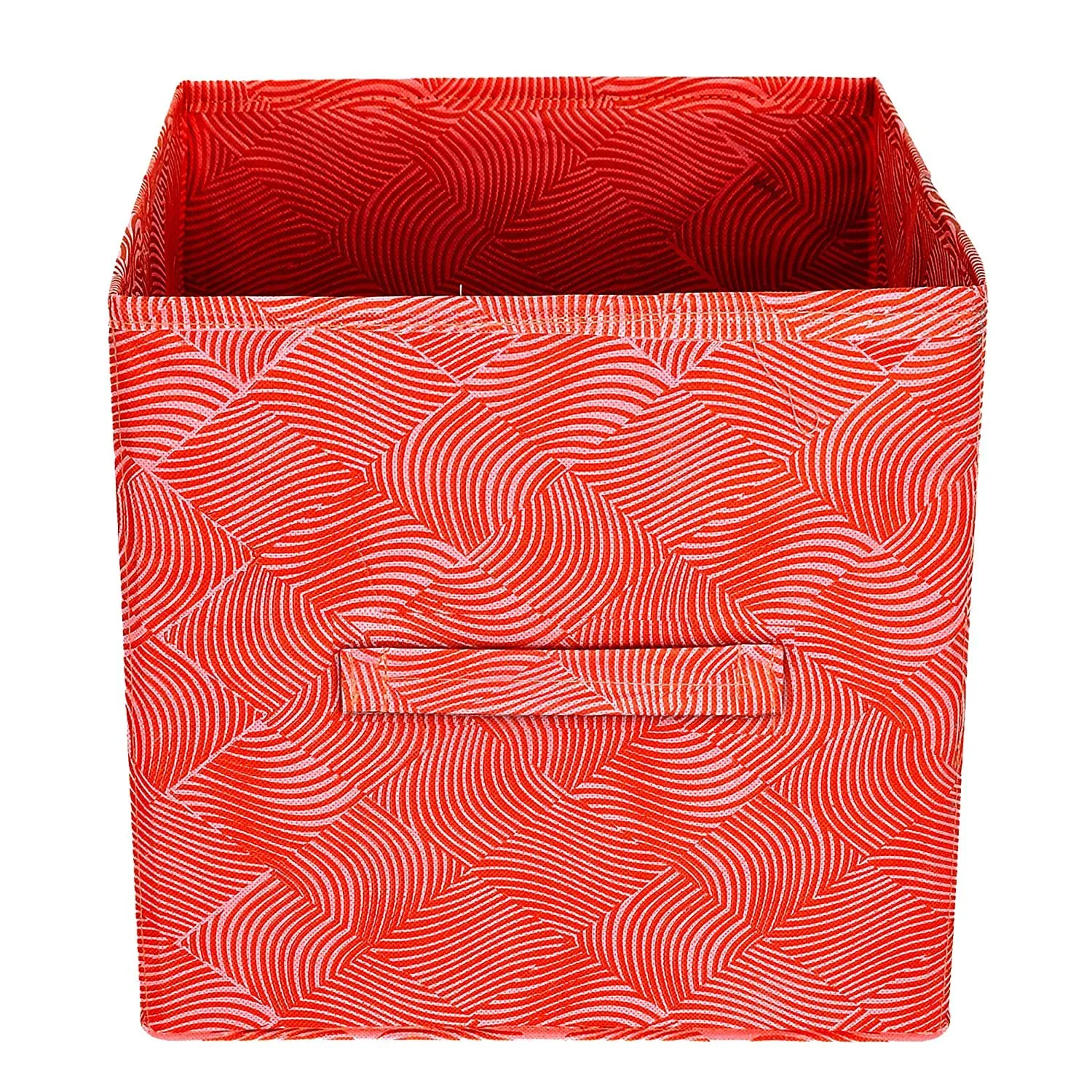 Kuber Industries Lehariya Printed Multipurposes Storage Box/Organizer With Handles (Orange) -HS43KUBMART26231