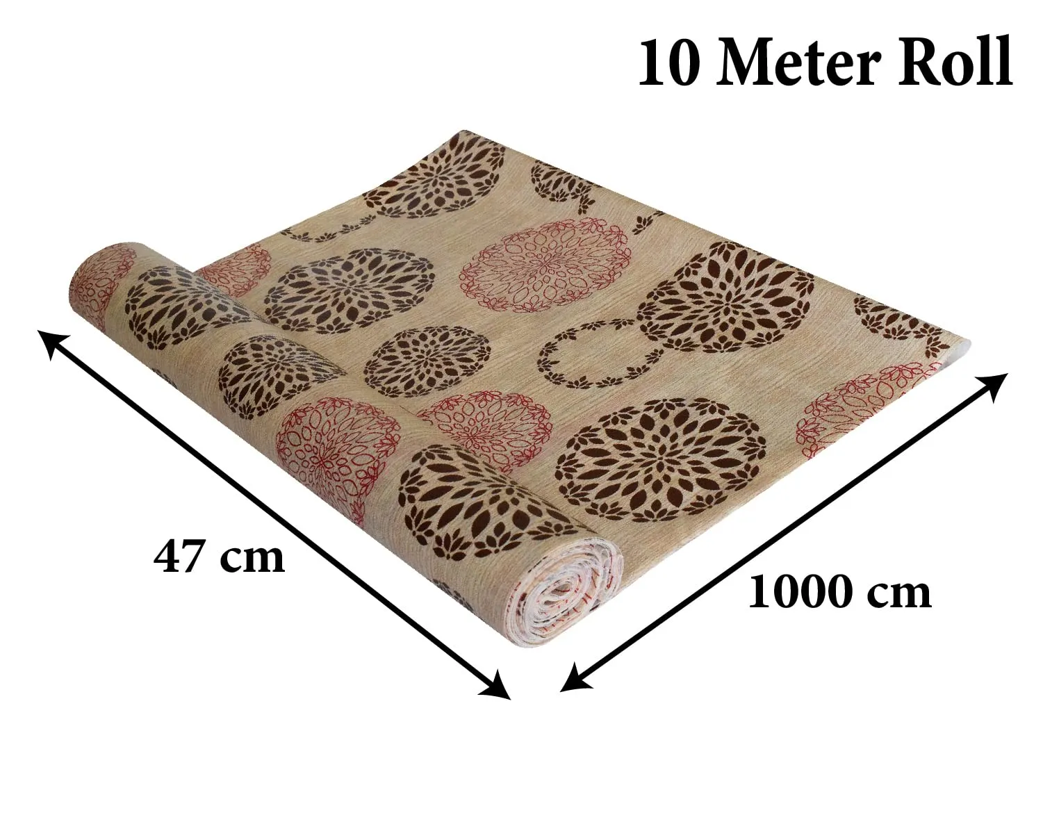 Kuber Industries Rangoli Printed PVC Anti Slip Skid Shelf Mat, 10 Mtr- Pack of 2 (Sand)