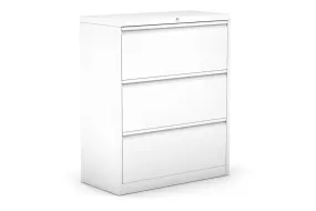 Lateral Filing Cabinet 3 Drawer Metal White