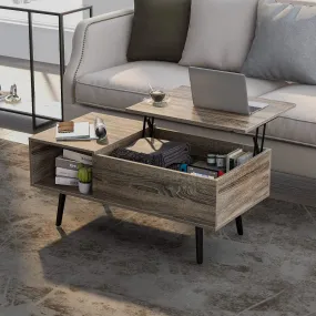 Lift Top Coffee Table 39.4" X 19.7" with Hidden Storage for Living Room (Dark Grey)