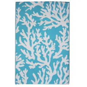 Marbella Blue and White Coastal Recycled Plastic Outdoor Rug