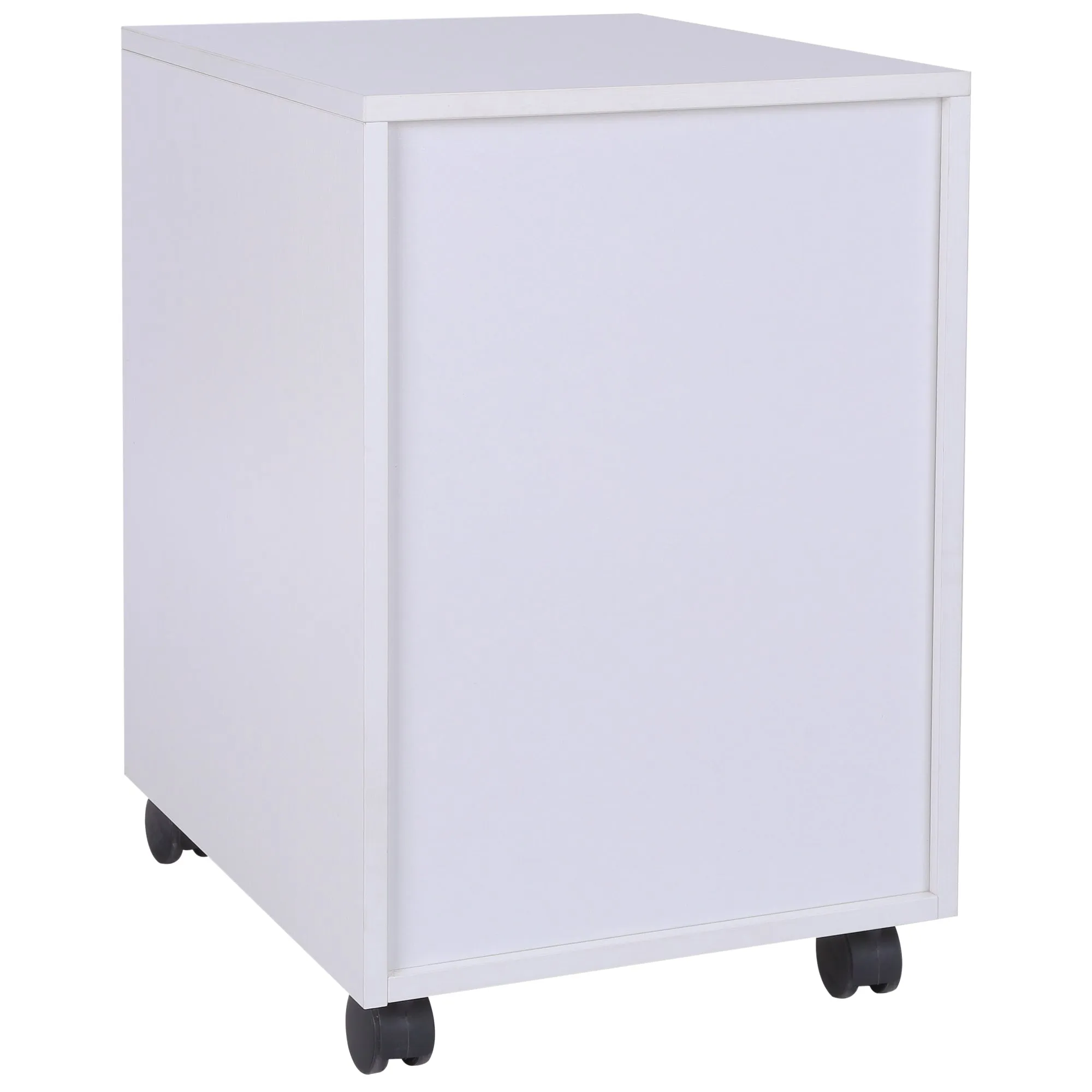 MDF Mobile File Cabinet pedestal with 3 Drawers Lockable Casters Oak and White