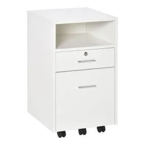 Mobile File Cabinet Lockable Storage Unit Cupboard Home Filing Furniture for Office, Bedroom and Living Room, 39.5x40x60cm, White