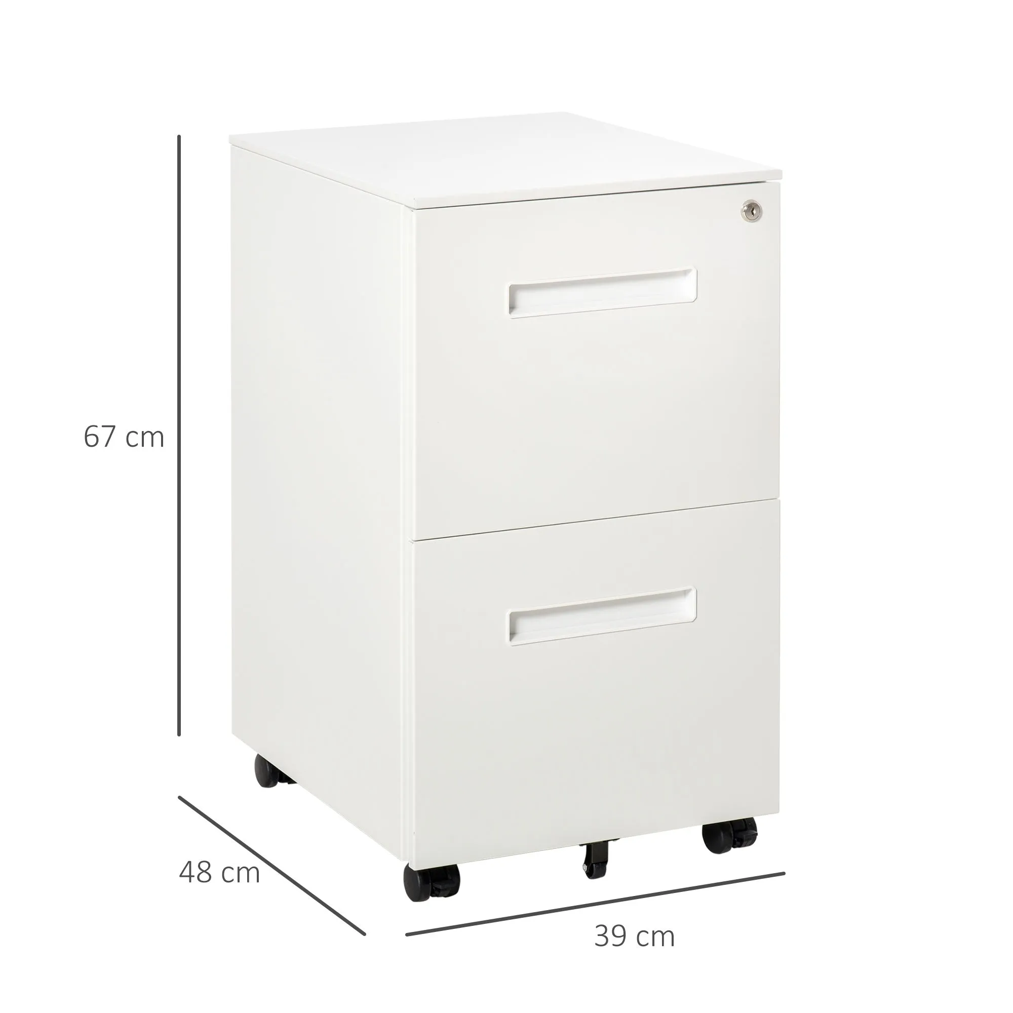 Mobile File Cabinet Vertical Home Office Organizer Filing Furniture with Adjustable Partition for A4 Letter Size, Lockable White