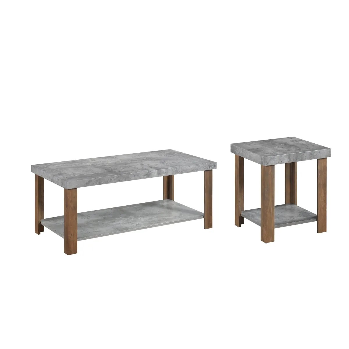 Modern Two-Tone Coffee Table with Faux Stone & Wood Finish