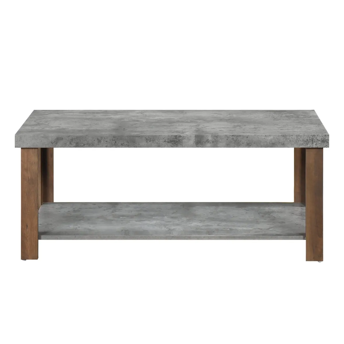 Modern Two-Tone Coffee Table with Faux Stone & Wood Finish