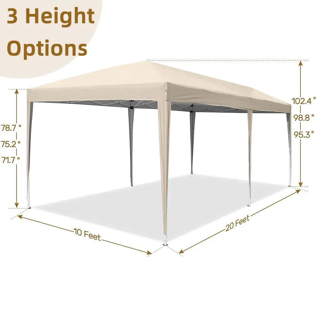 [New] No-Side 10'x20' EZ Pop up Canopy Tent