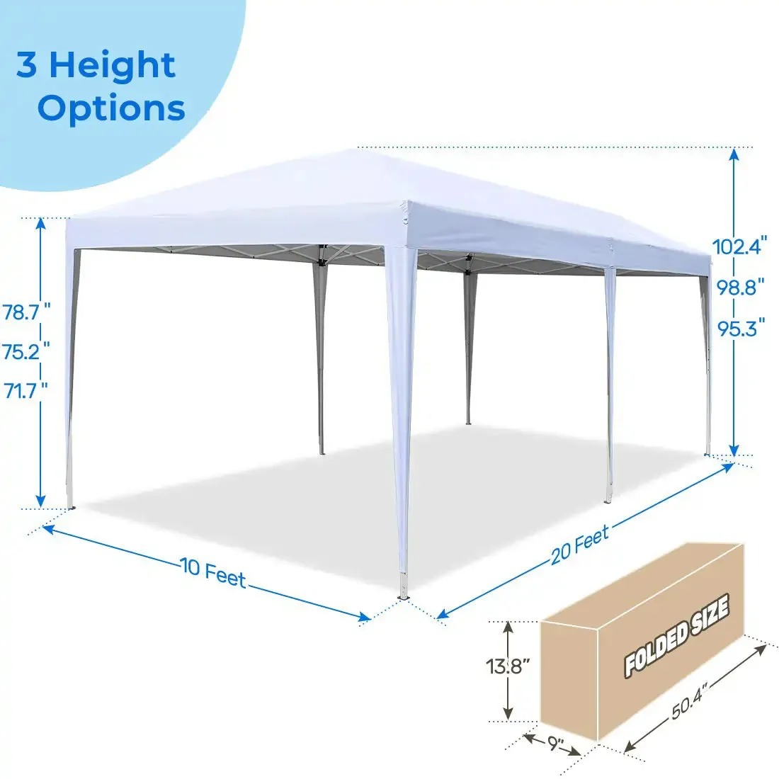 [New] No-Side 10'x20' EZ Pop up Canopy Tent