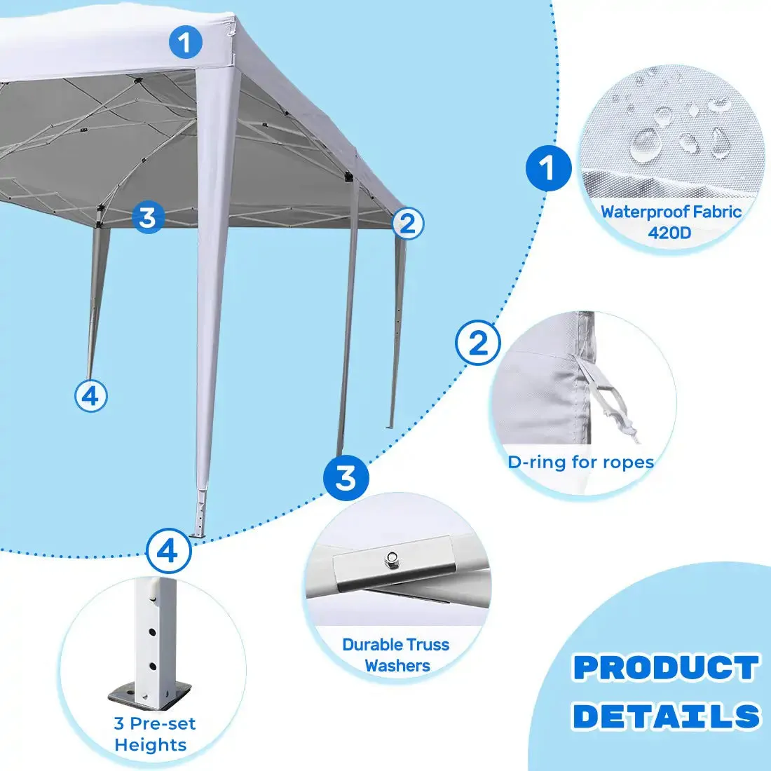 [New] No-Side 10'x20' EZ Pop up Canopy Tent