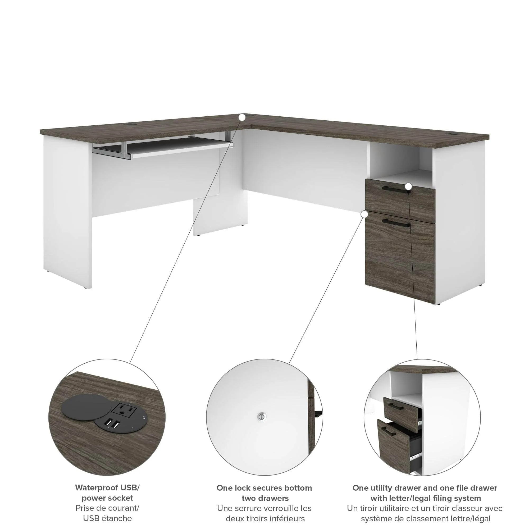 Norma 71W U Or L-Shaped Desk - Available in 2 Colours