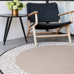 Olympia Beige & White Modern Recycled Plastic Round Outdoor Rug