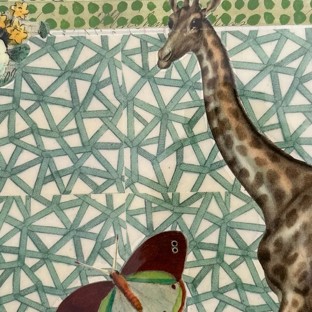 One of a Kind Collaged Giraffe Table Mat (#607)